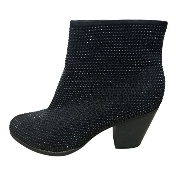 Juicy Couture Shimmer Rhinestones Whimsygoth Chunky Heel Ankle Boots Size 8.5 - Picture 9 of 15